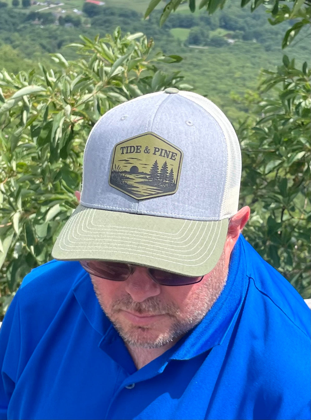 Moonlit Coastal Evening - Tide & Pine Leather Patch Trucker Hat